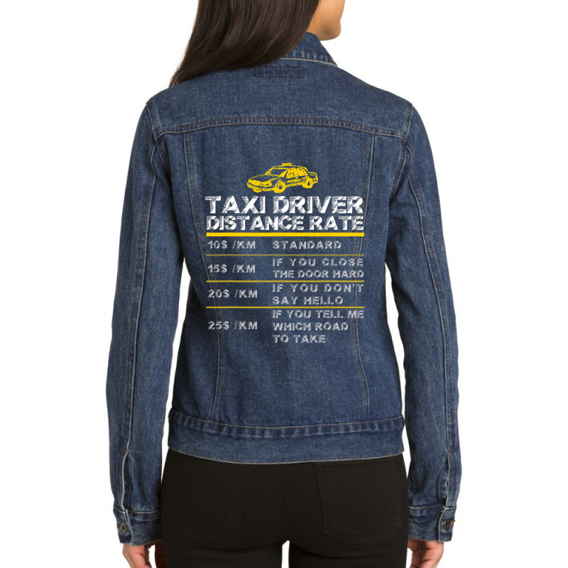 Funny Taxi Cab Driver Vintage Checker Gift For Dad Ladies Denim Jacket by MICHAELPHILBECK | Artistshot