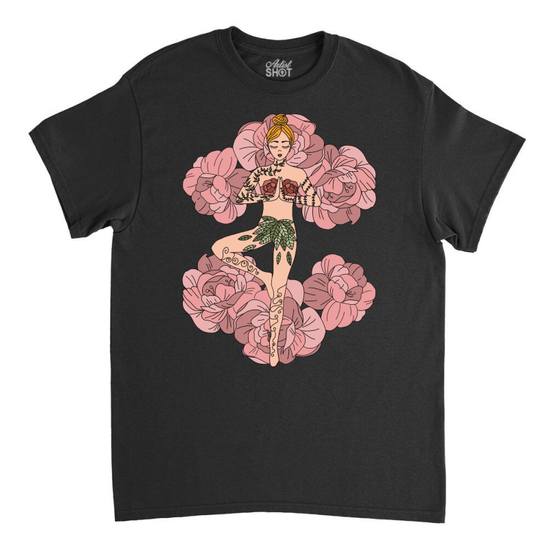 Yoga Girl On Roses Classic T-shirt by My petites beautes | Artistshot