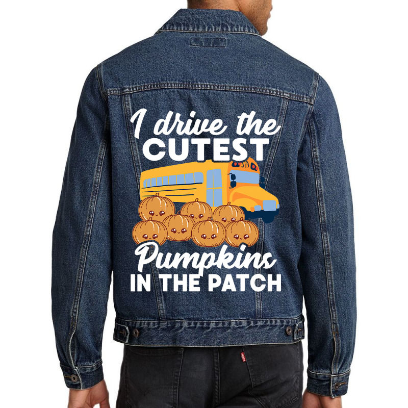 I Drive The Cutest Pumpkins In Patch Halloween Bus Men Denim Jacket | Artistshot