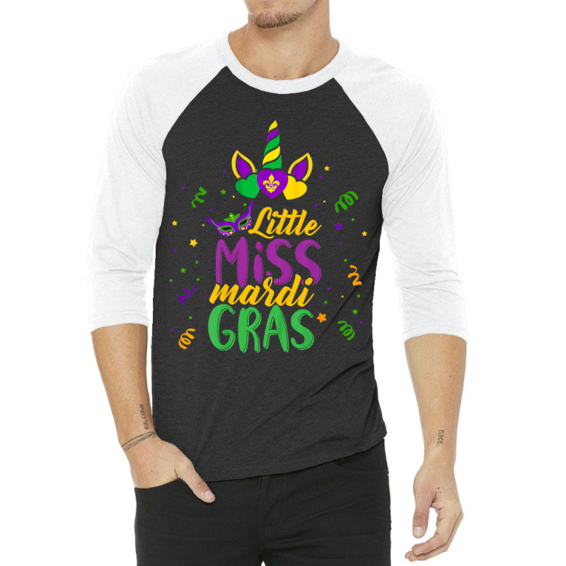 Funny Little Miss Mardi Gras Cute Mardi Gras Unico 3/4 Sleeve Shirt | Artistshot