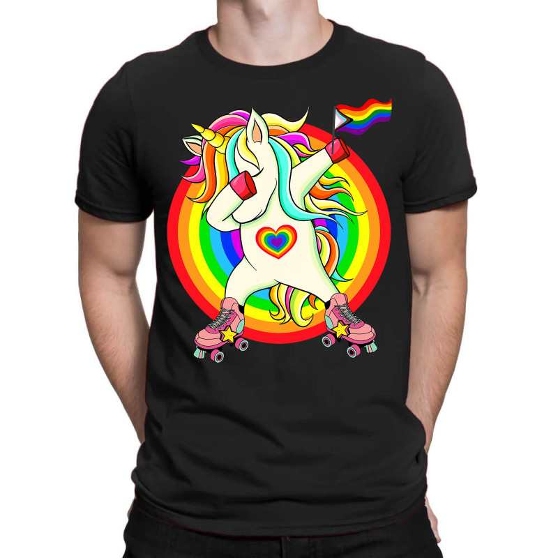 Gay Pride Unicorn Dabbing Lgbtq Rainbow Flag Rolle T-shirt | Artistshot