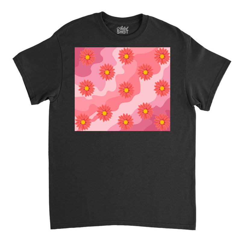 Waves Daisy Pink Flower Classic T-shirt | Artistshot