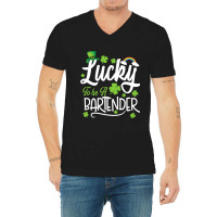 Funny Lucky To Be A Bartender Shamrock St Patricks V-neck Tee | Artistshot