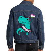 Genderqueersaurus Lgbtq Funny Trex Unicorn Pride A Men Denim Jacket | Artistshot