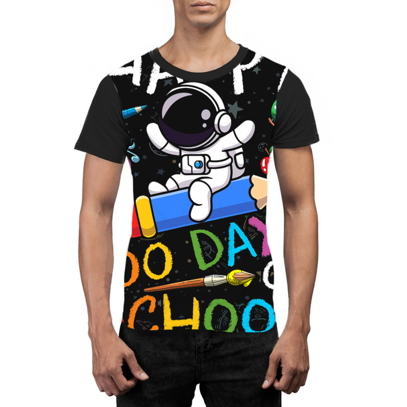 Happy 100 Days Of School Outer Astronaut Space Kid Graphic T-shirt | Artistshot