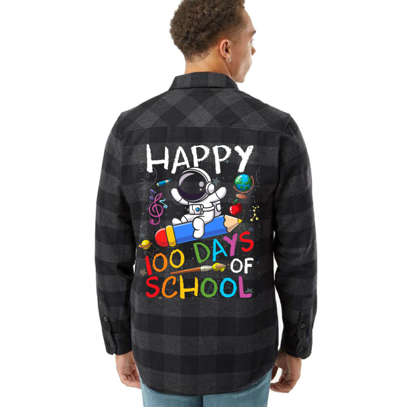 Happy 100 Days Of School Outer Astronaut Space Kid Flannel Shirt | Artistshot