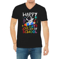 Happy 100 Days Of School Outer Astronaut Space Kid V-neck Tee | Artistshot