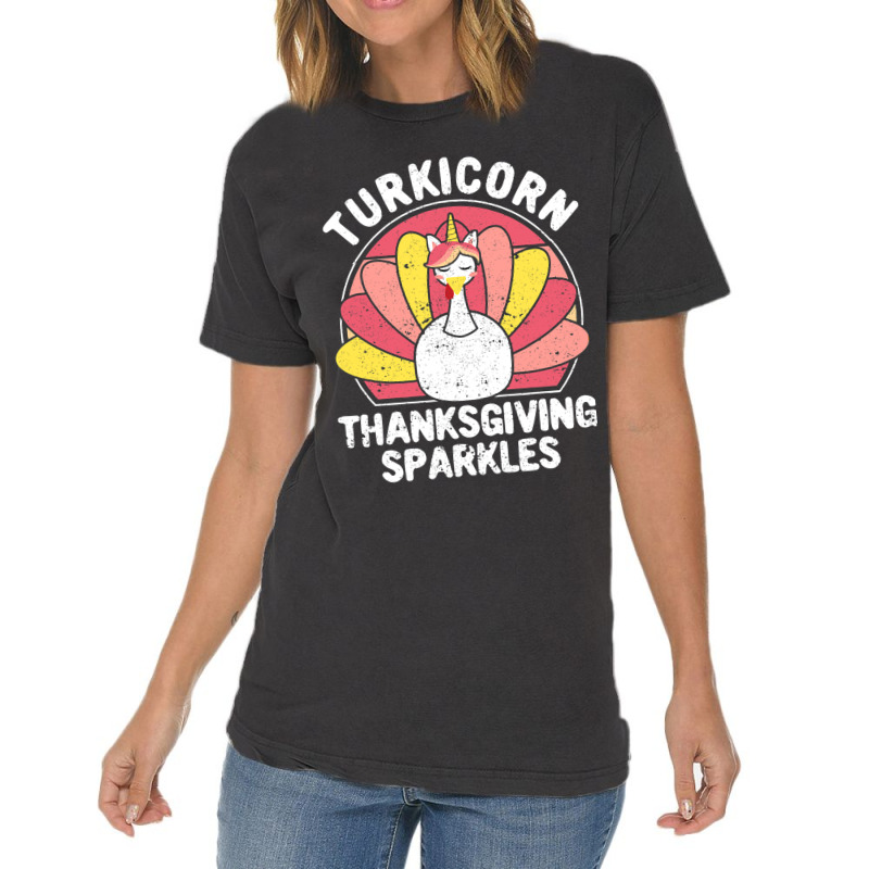 Funny Turkey Unicorn Animal Turkicorn Thanksgiving Vintage T-shirt | Artistshot