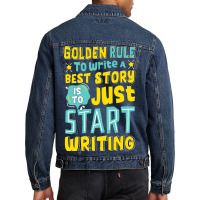 Golden Rule To Write A Best Story Writers Author Men Denim Jacket | Artistshot