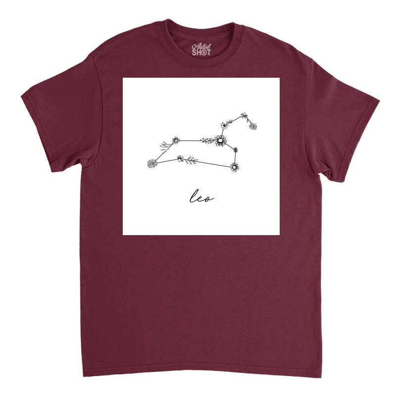 Leo Zodiac Wildflower Constellation Poster Classic T-shirt | Artistshot