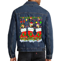 Funny Mandolin In Xmas Socks Lights Mandolin Chris Men Denim Jacket | Artistshot