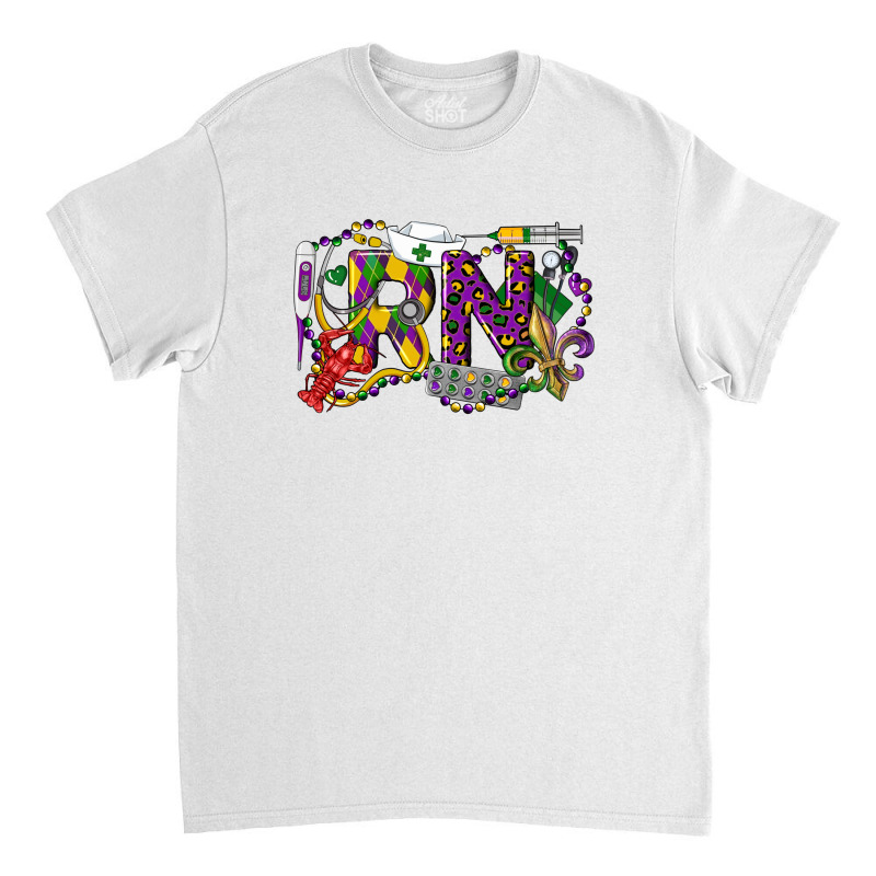 Rn Registered Nurse Mardi Gras Classic T-shirt | Artistshot