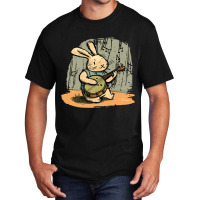 Funny Bunny Playing Banjo Music Cute Rabbit Happy  Basic T-shirt | Artistshot