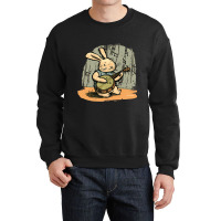 Funny Bunny Playing Banjo Music Cute Rabbit Happy  Crewneck Sweatshirt | Artistshot