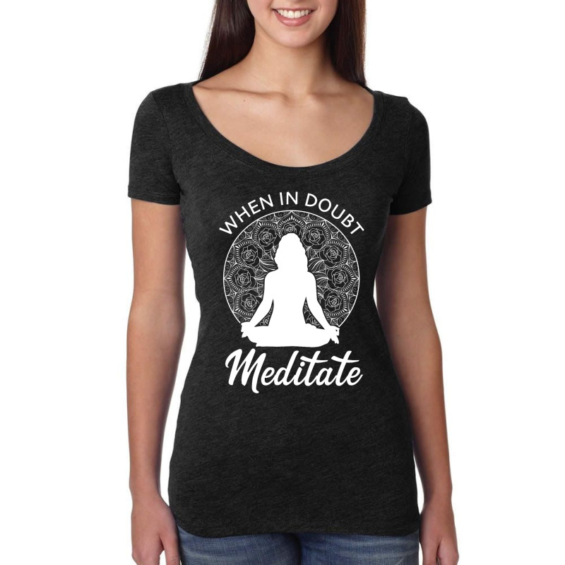 When In Doubt Meditate Woman Meditation Silhouette Women's Triblend Scoop T-shirt by LoreleiRichmond | Artistshot