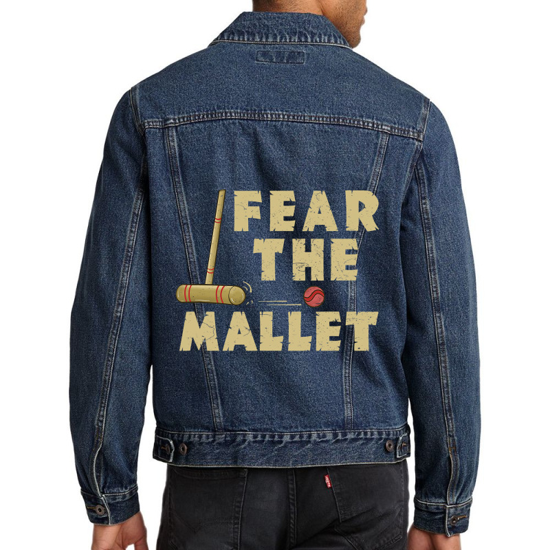 Funny Croquet Fear The Mallet Graphic Men Denim Jacket | Artistshot