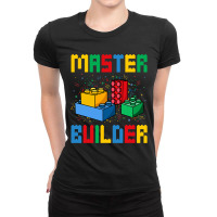 Funny Master Builder Cool Blocks Building Kids Ladies Fitted T-shirt | Artistshot