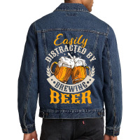 Easily Distracted By Brewing Beer Men Denim Jacket | Artistshot