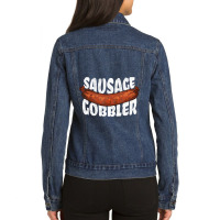 Funny Sausage Gobbler Bbq Grill Love Food Meat Ladies Denim Jacket | Artistshot