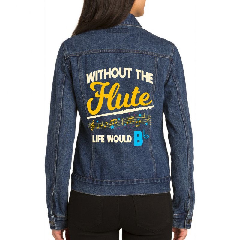 Flute Player Musical Woodwind Instrument Music Ins Ladies Denim Jacket by Vibrantus | Artistshot