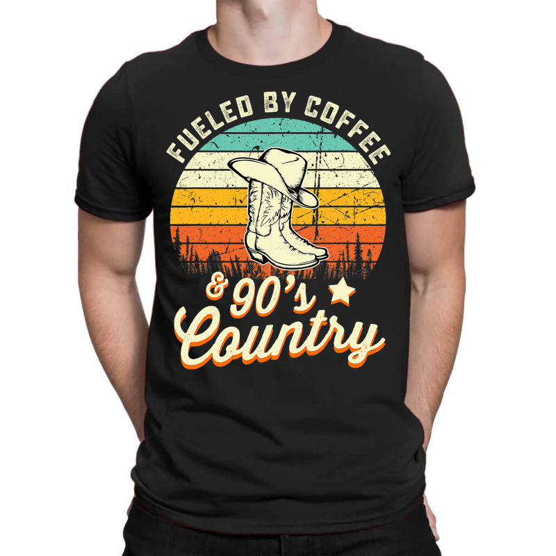 Fueled By Coffee And S Country Funny Vintage Sunse T-shirt | Artistshot