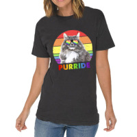 Funny Siberian Cat Rainbow Gay Pride Lgbtq Vintage T-shirt | Artistshot