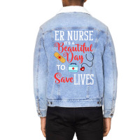 Womens Emergency Room Technician Er Nurse Hospital Unisex Sherpa-lined Denim Jacket | Artistshot