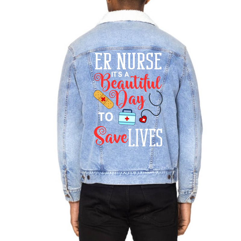 Womens Emergency Room Technician Er Nurse Hospital Unisex Sherpa-lined Denim Jacket | Artistshot