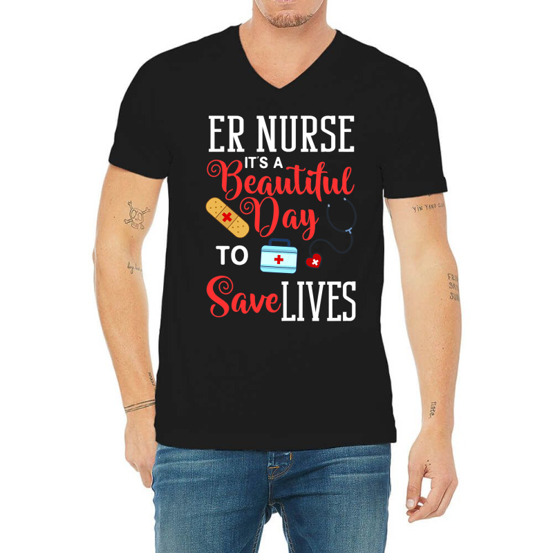 Womens Emergency Room Technician Er Nurse Hospital V-neck Tee | Artistshot