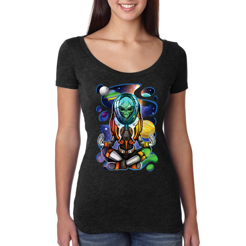 Extraterrestrial Meditating Meditation Yoga Alien Women's Triblend Scoop T-shirt by AurianaTristan | Artistshot