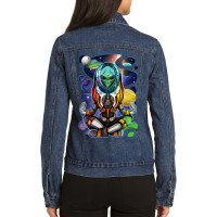 Extraterrestrial Meditating Meditation Yoga Alien Ladies Denim Jacket | Artistshot