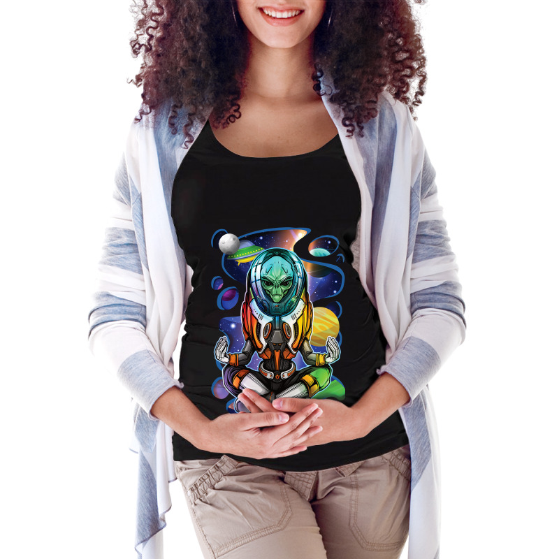 Extraterrestrial Meditating Meditation Yoga Alien Maternity Scoop Neck T-shirt by AurianaTristan | Artistshot