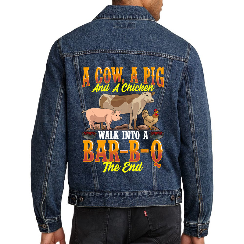 Funny Bbq Shirts For Men Cow Pig And Chicken Shirt Men Denim Jacket | Artistshot