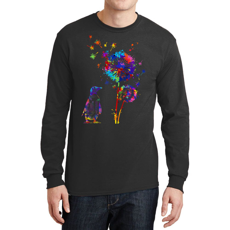 Funny Penguin Dandelion Flower Penguin Lover Water Long Sleeve Shirts | Artistshot