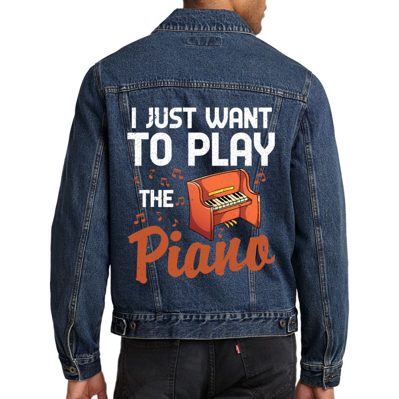 Funny Piano Player Classical Music Pianist Music N Men Denim Jacket | Artistshot