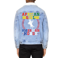 African Cowgirl American Horse, Rodeo Horse Unisex Sherpa-lined Denim Jacket | Artistshot