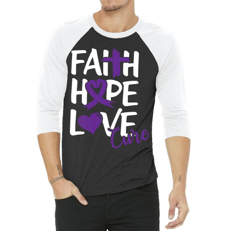 Faith Hope Love Cure Cute Pancreatic Cancer Awaren 3/4 Sleeve Shirt | Artistshot