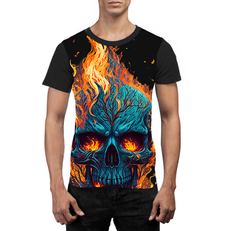 Flamming Skull Graphic T-shirt by KeziahSingleta | Artistshot