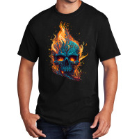 Flamming Skull Basic T-shirt | Artistshot