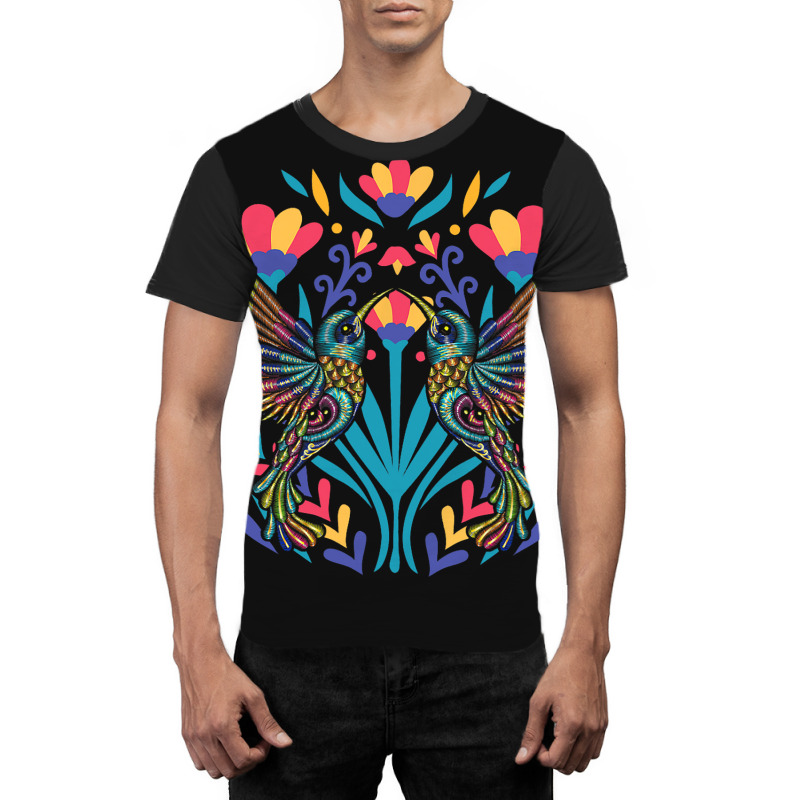 Floral Bird Otomi Mexican Embroidery Style Mexican Graphic T-shirt | Artistshot