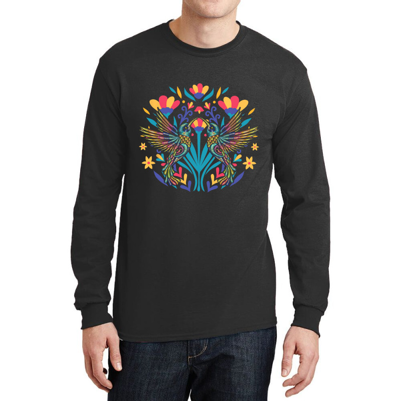 Floral Bird Otomi Mexican Embroidery Style Mexican Long Sleeve Shirts | Artistshot