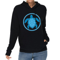 Sea Turtle Blue Round Logo For World Turtle Day De Lightweight Hoodie | Artistshot