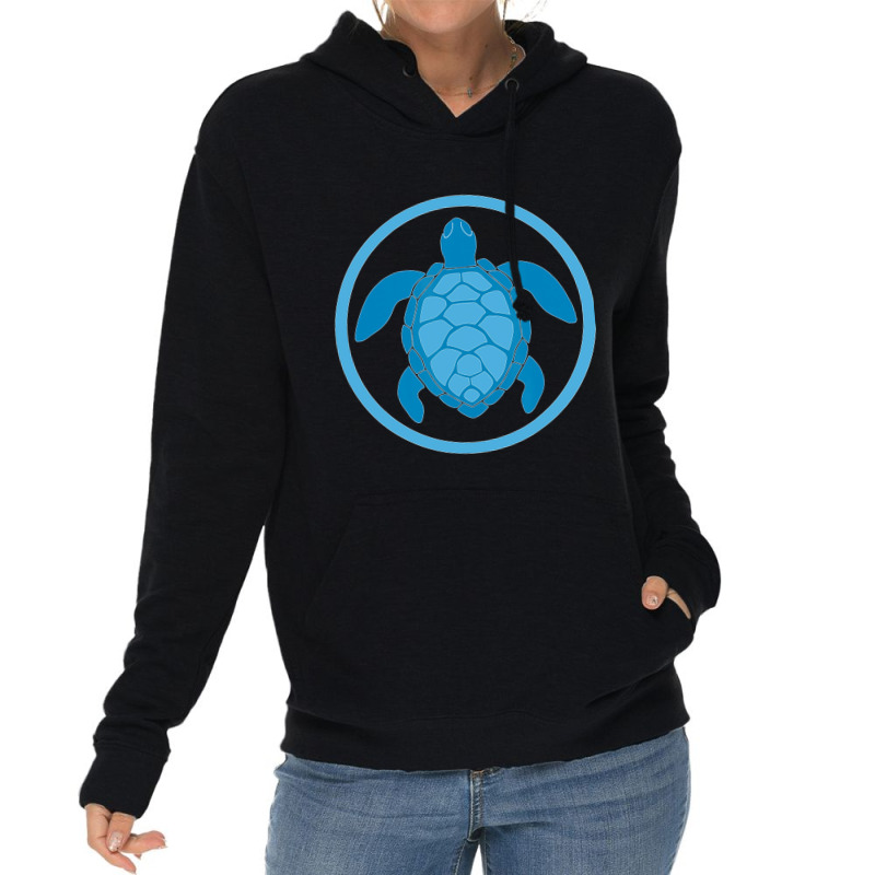 Sea Turtle Blue Round Logo For World Turtle Day De Lightweight Hoodie by GittyBeaulieu | Artistshot