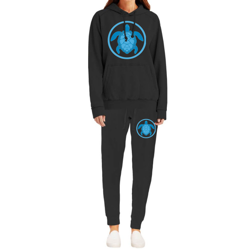 Sea Turtle Blue Round Logo For World Turtle Day De Hoodie & Jogger set by GittyBeaulieu | Artistshot