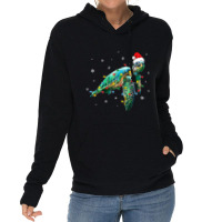 Sea Turtle Christmas Lights Funny Santa Hat Merry  Lightweight Hoodie | Artistshot