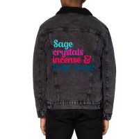 Sage Crystals Incense 2trap Music Lover Girls Wome Unisex Sherpa-lined Denim Jacket | Artistshot