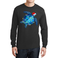 Sea Turtle Christmas Lights Santa Hat Funny Merry  Long Sleeve Shirts | Artistshot