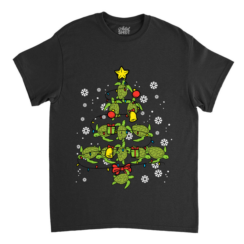 Sea Turtle Christmas Tree Animal Xmas Women Men Ki Classic T-shirt by GwendalyForsberg | Artistshot