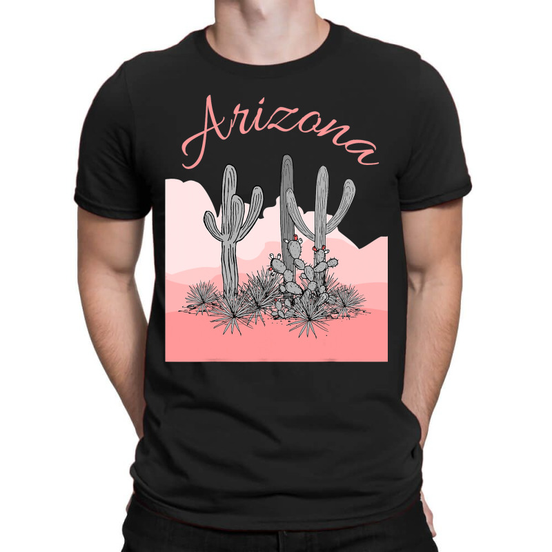 Saguaro Cactus Arizona Desert Scene Coral Pink T-shirt | Artistshot