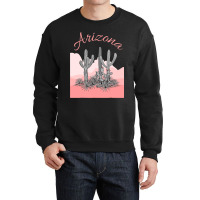 Saguaro Cactus Arizona Desert Scene Coral Pink Crewneck Sweatshirt | Artistshot